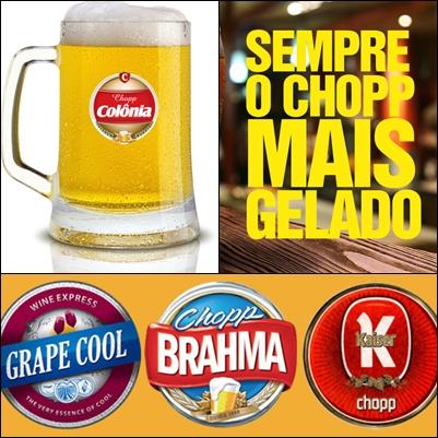 As marcas mais queridas do mercado de cerveja estão na DISK CHOPP EXPRESS: Skol, Brahma, Antarctica, Bohemia, Original, Polar e Serramalte, além das inovações Skol 360º e Antarctica SubZero, Sol Pilsen, Kaiser Pilsen, Kaiser Gold, Kaiser Bock, Bavaria Pilsen, Bavaria Premium, Bavaria Sem Álcool, Xingu, Heineken, Santa Cerva e Summer Draft, Baden Baden, Cerveja Cintra,Devassa, Eisenbahn, Glacial, Nova Schin entre outras. No segmento premium, destaque para Budweiser e o clássico belga Stella Artois, além de estrelas internacionais como Quilmes, Leffe, Hoegaarden e Duff Beer. 